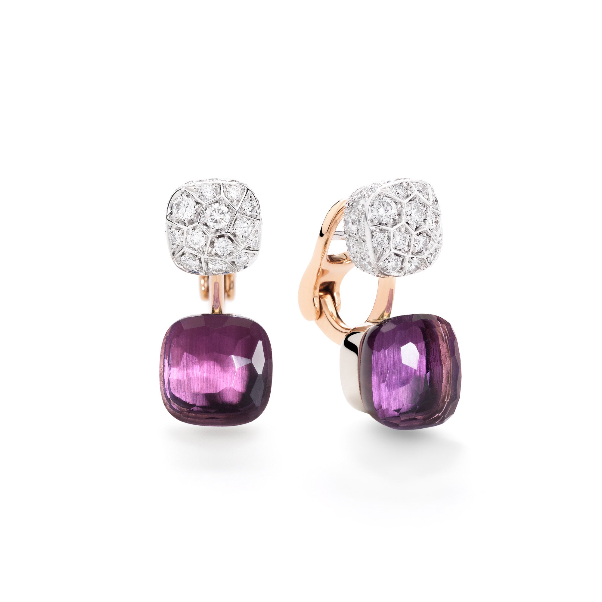Pomellato Nudo Ohrringe (POC4020O6WHRDB0IY) aus Bicolor-Gold mit Amethyst und Diamant