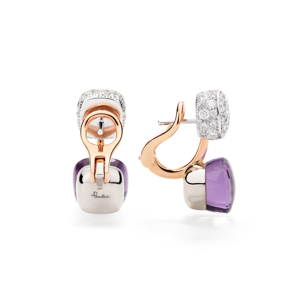 Pomellato Nudo Ohrringe (POC4020O6WHRDB0IY) aus Bicolor-Gold mit Amethyst und Diamant
