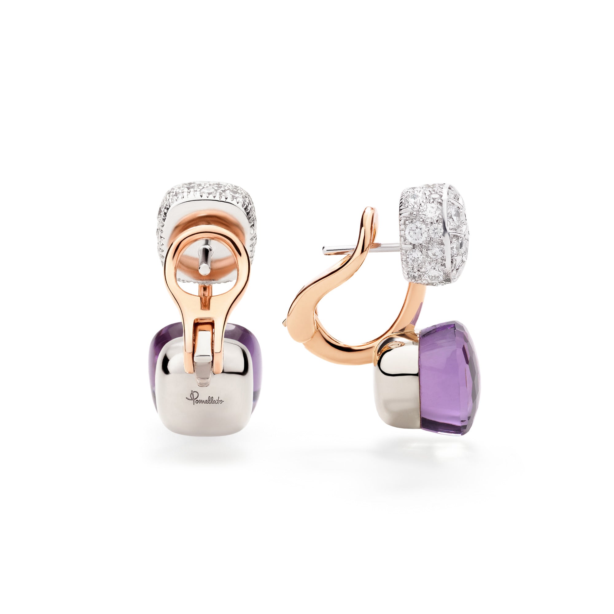 Pomellato Nudo Ohrringe (POC4020O6WHRDB0IY) aus Bicolor-Gold mit Amethyst und Diamant