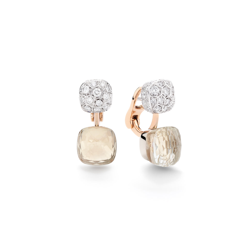 Pomellato Nudo Ohrringe (POC4020O6WHRDB0TB) aus Bicolor-Gold mit Diamant und Topas