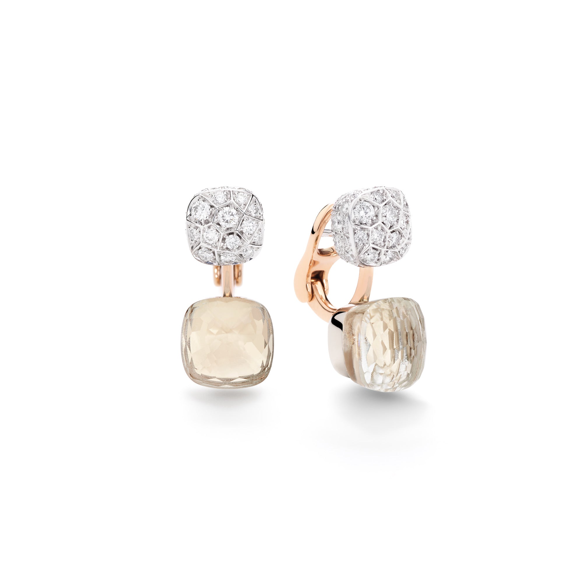 Pomellato Nudo Ohrringe (POC4020O6WHRDB0TB) aus Bicolor-Gold mit Diamant und Topas