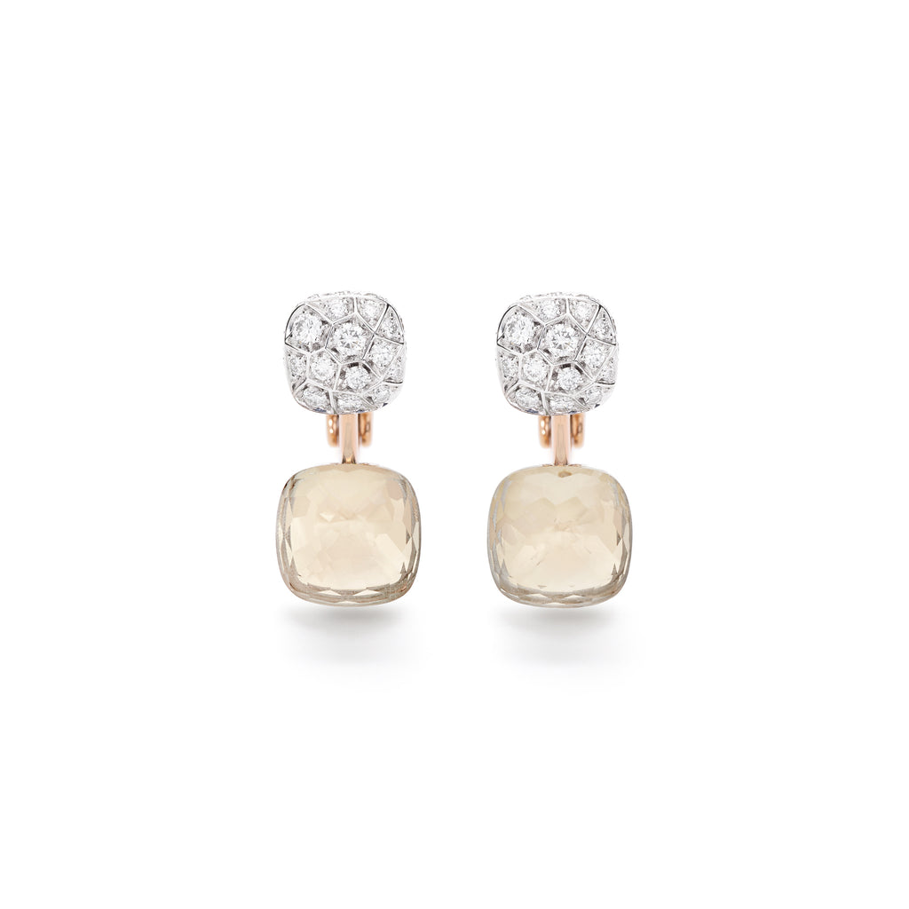 Pomellato Nudo Ohrringe (POC4020O6WHRDB0TB) aus Bicolor-Gold mit Diamant und Topas