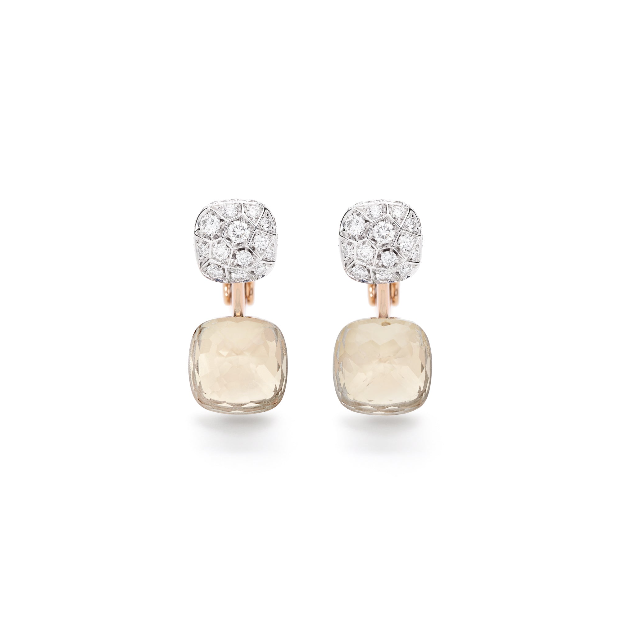 Pomellato Nudo Ohrringe (POC4020O6WHRDB0TB) aus Bicolor-Gold mit Diamant und Topas