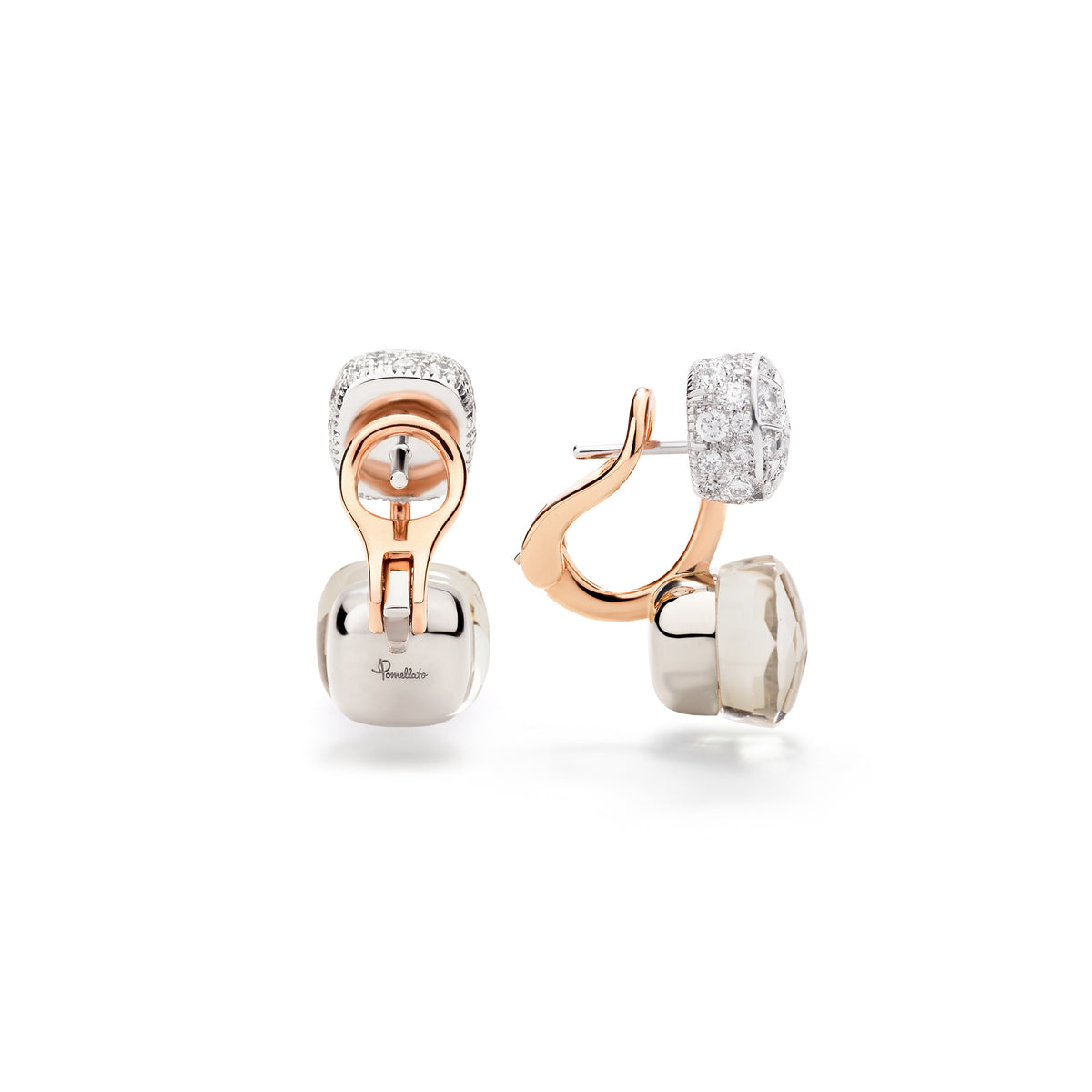Pomellato Nudo Ohrringe (POC4020O6WHRDB0TB) aus Bicolor-Gold mit Diamant und Topas