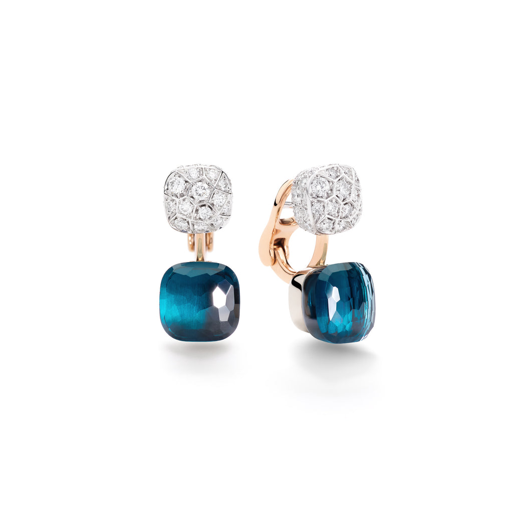 Pomellato Nudo Ohrringe (POC4020O6WHRDB0TL) aus Bicolor-Gold mit Diamant und Topas