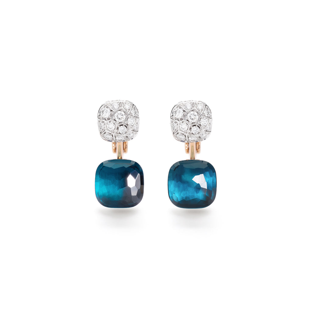 Pomellato Nudo Ohrringe (POC4020O6WHRDB0TL) aus Bicolor-Gold mit Diamant und Topas