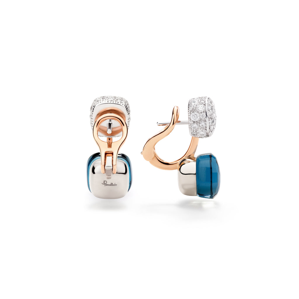 Pomellato Nudo Ohrringe (POC4020O6WHRDB0TL) aus Bicolor-Gold mit Diamant und Topas