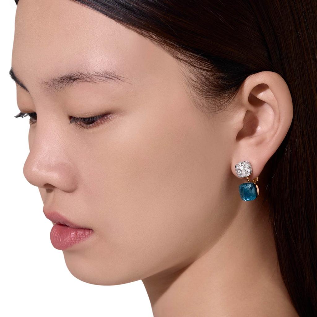 Pomellato Nudo Ohrringe (POC4020O6WHRDB0TL) aus Bicolor-Gold mit Diamant und Topas