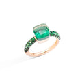 Pomellato Nudo Petit Ring (PAC3000O6BKRTZMPA) aus Bicolor-Gold mit Malachit, Prasiolith und Tsavorit