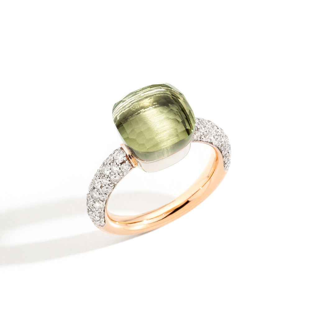 Pomellato Nudo Classic Ring (PAC0040O6WHRDB0PA) aus Bicolor-Gold mit Diamant und Prasiolith