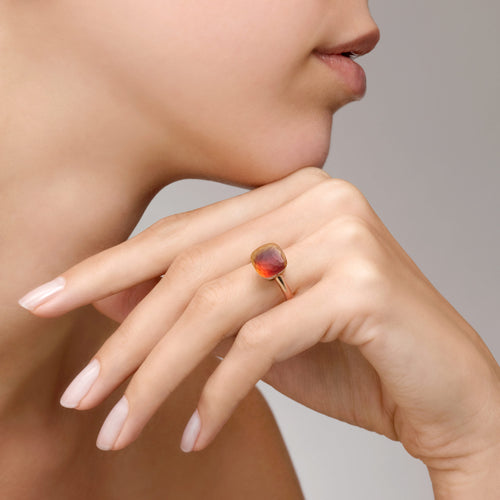 Pomellato Nudo Ring (PAA1100O6000SOVCY) aus Bicolor-Gold mit Citrin und Karneol
