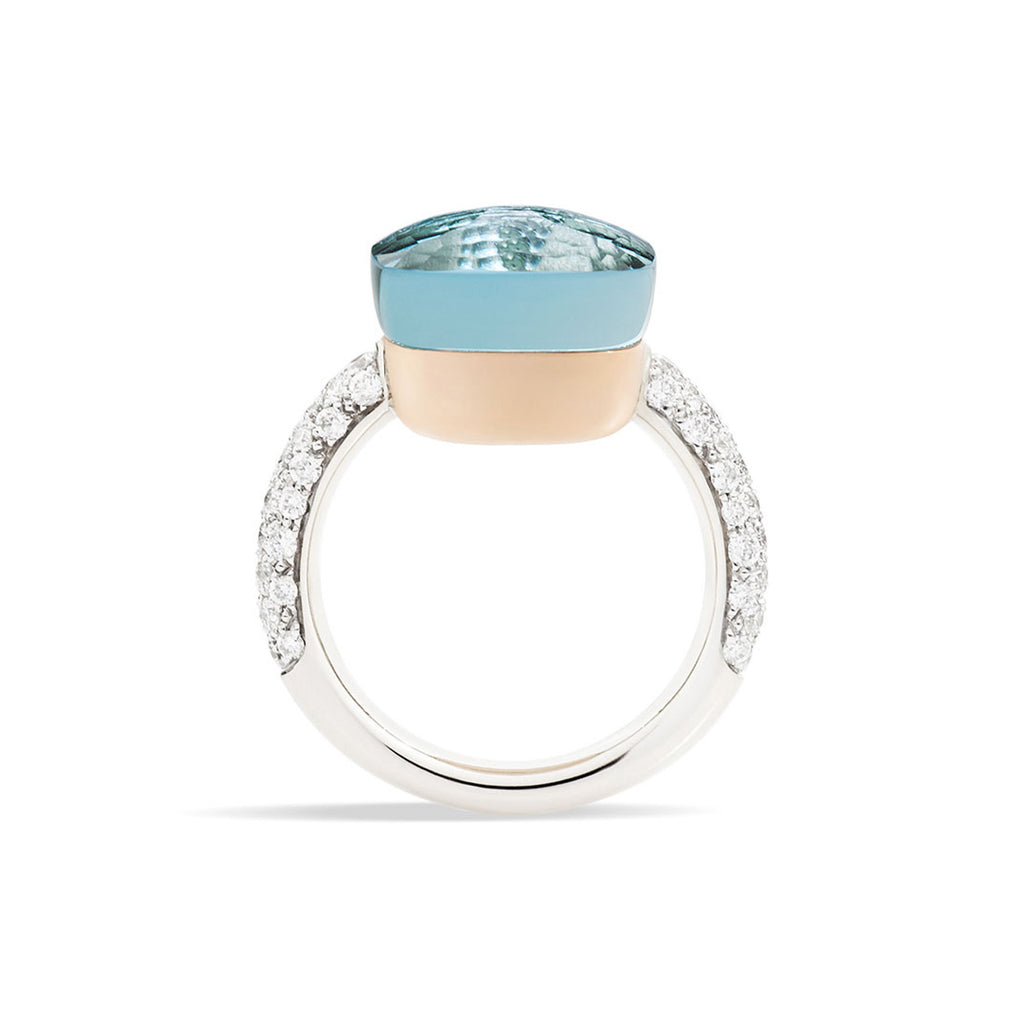 Pomellato Nudo Ring (PAB4010O6000DB0OY) aus Bicolor-Gold mit Diamant und Topas
