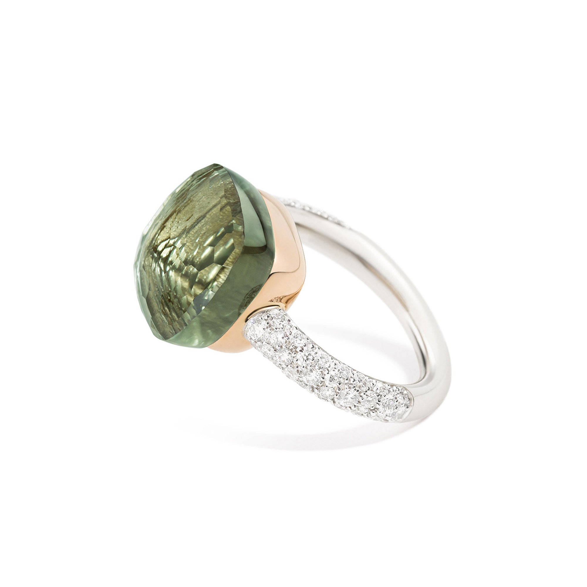 Pomellato Nudo Ring (PAB4010O6000DB0PA) aus Bicolor-Gold mit Diamant und Prasiolith