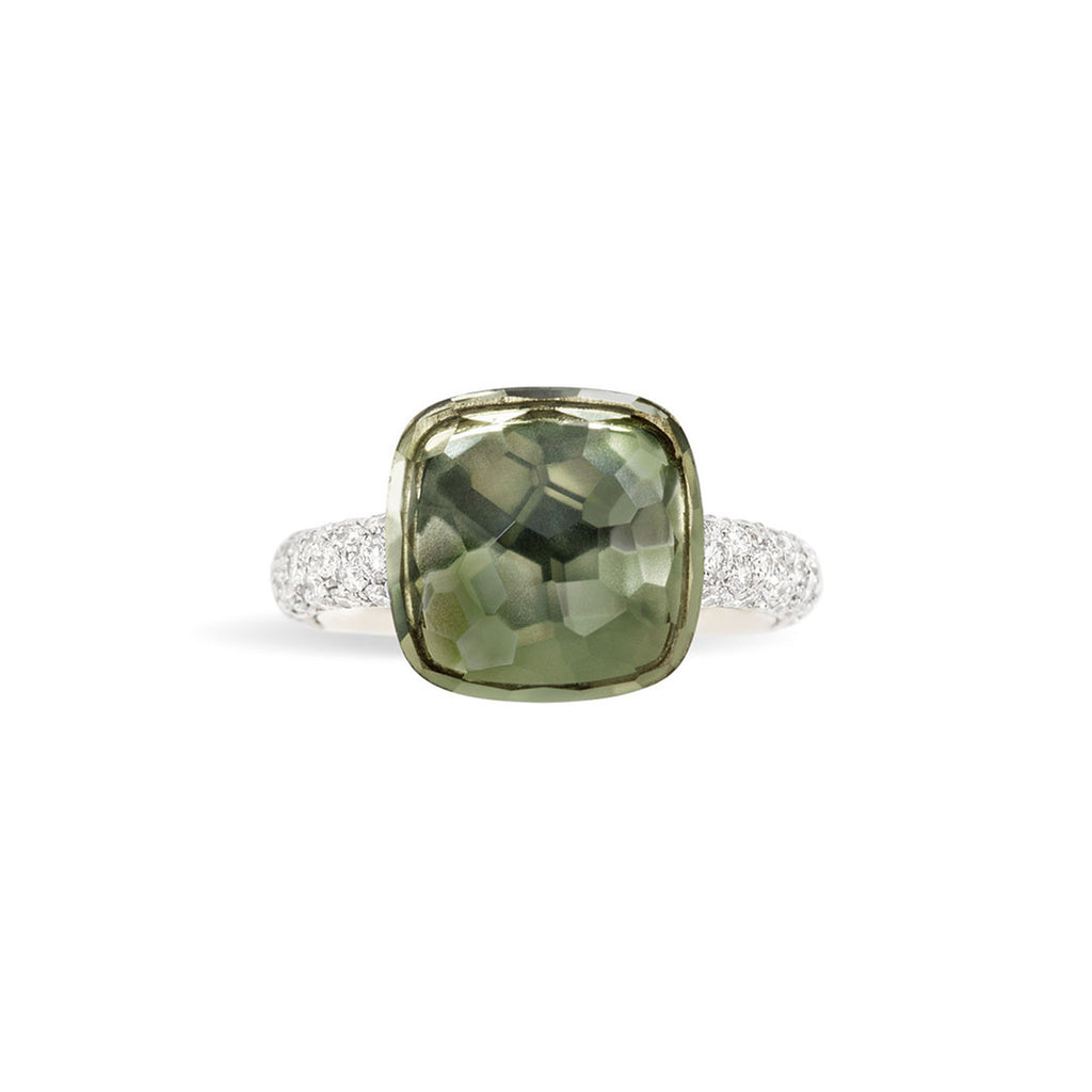 Pomellato Nudo Ring (PAB4010O6000DB0PA) aus Bicolor-Gold mit Diamant und Prasiolith