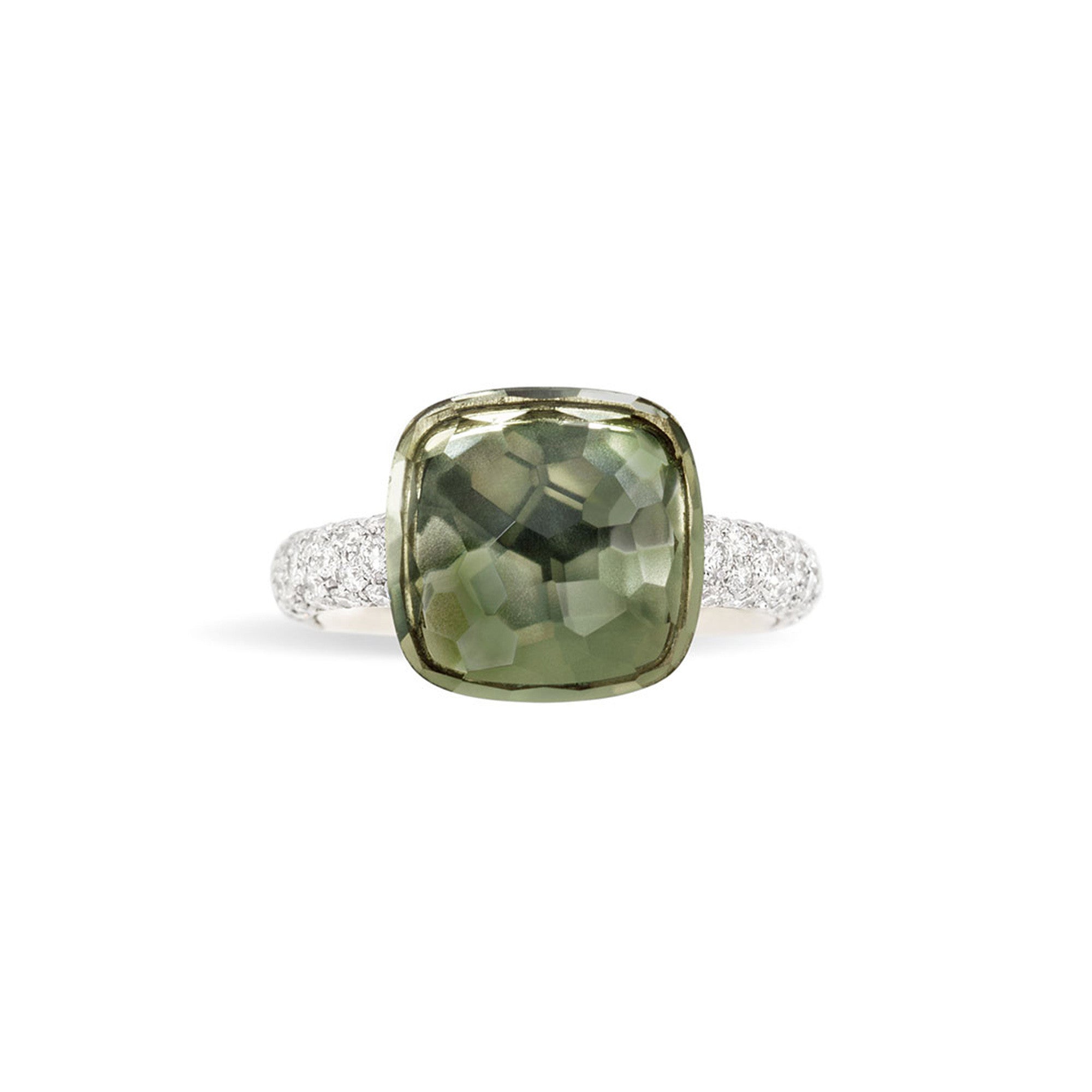 Pomellato Nudo Ring (PAB4010O6000DB0PA) aus Bicolor-Gold mit Diamant und Prasiolith