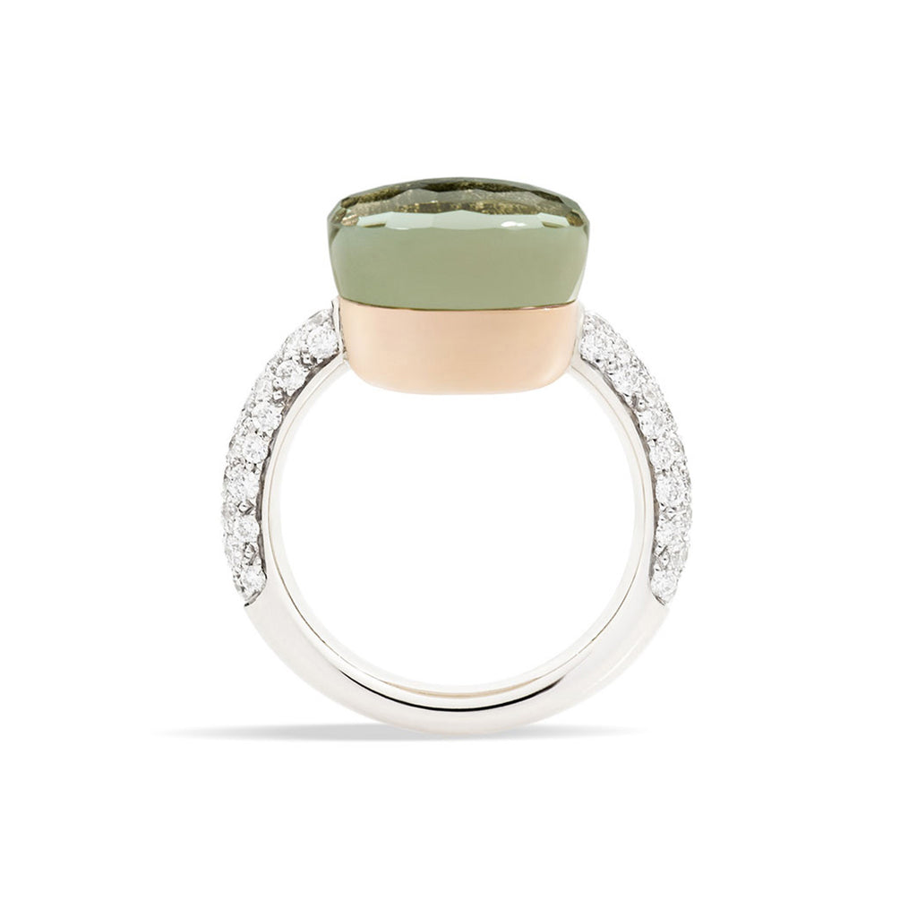 Pomellato Nudo Ring (PAB4010O6000DB0PA) aus Bicolor-Gold mit Diamant und Prasiolith