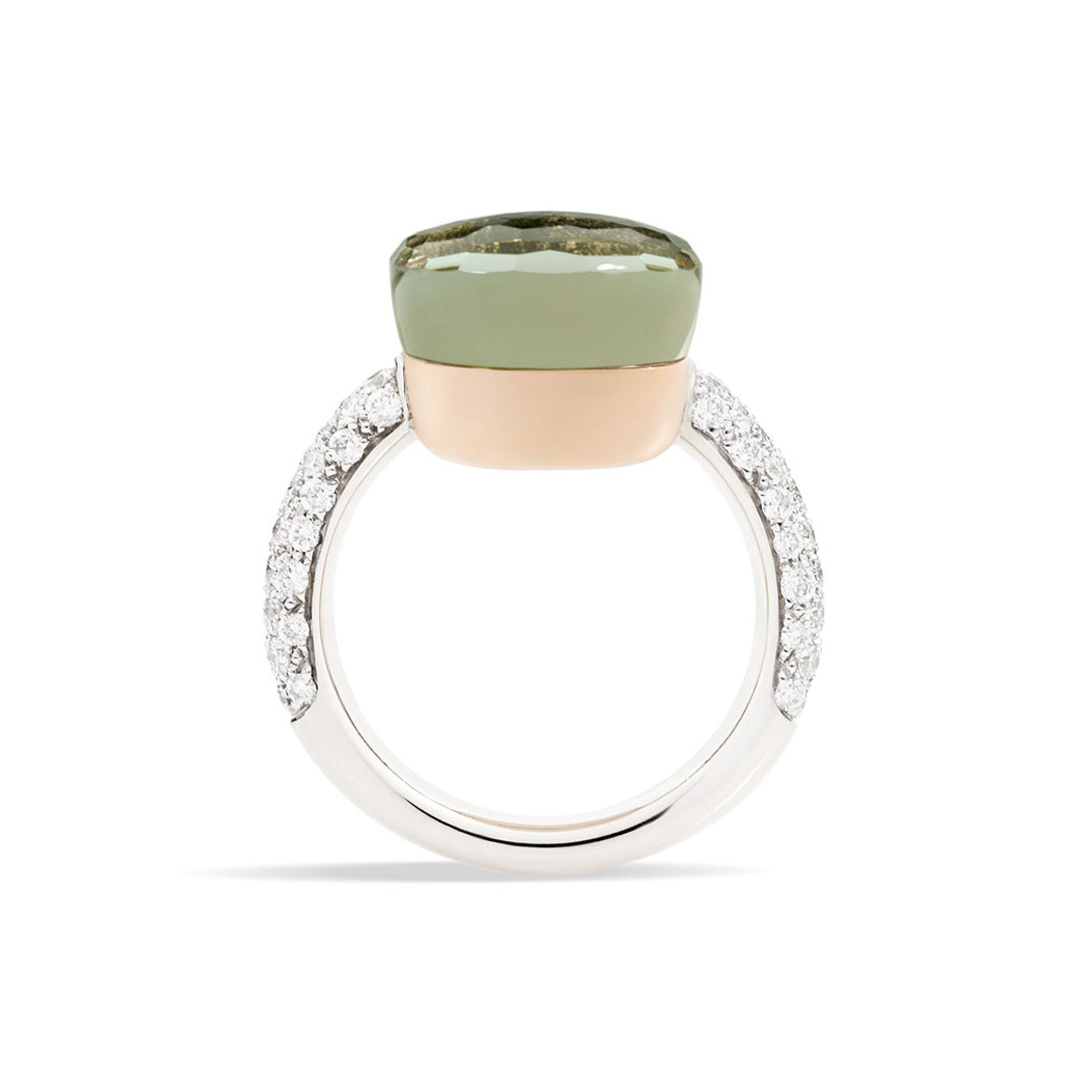 Pomellato Nudo Ring (PAB4010O6000DB0PA) aus Bicolor-Gold mit Diamant und Prasiolith