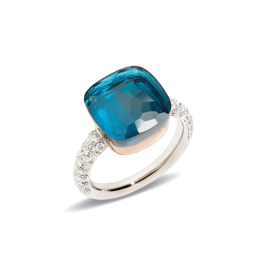 Pomellato Nudo Ring (PAB4010O6000DB0TL) aus Bicolor-Gold mit Diamant und Topas