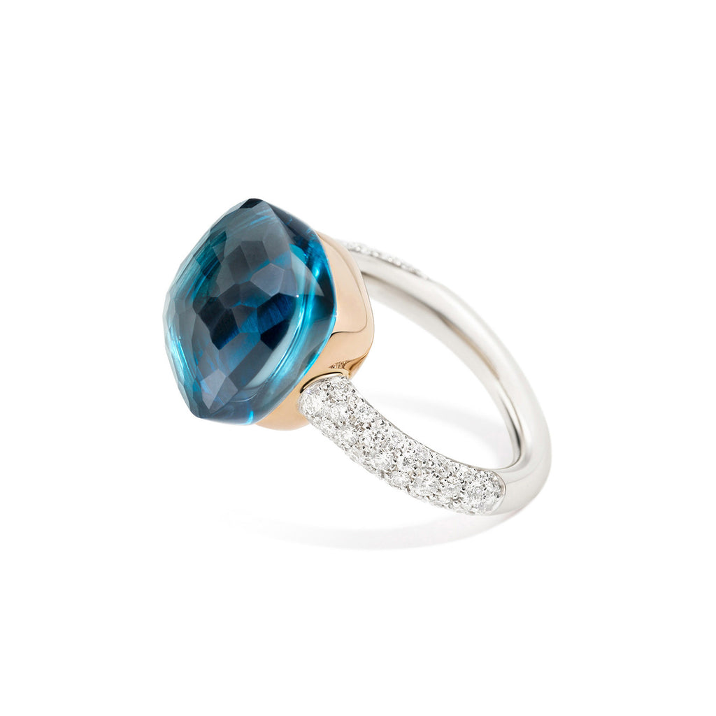 Pomellato Nudo Ring (PAB4010O6000DB0TL) aus Bicolor-Gold mit Diamant und Topas