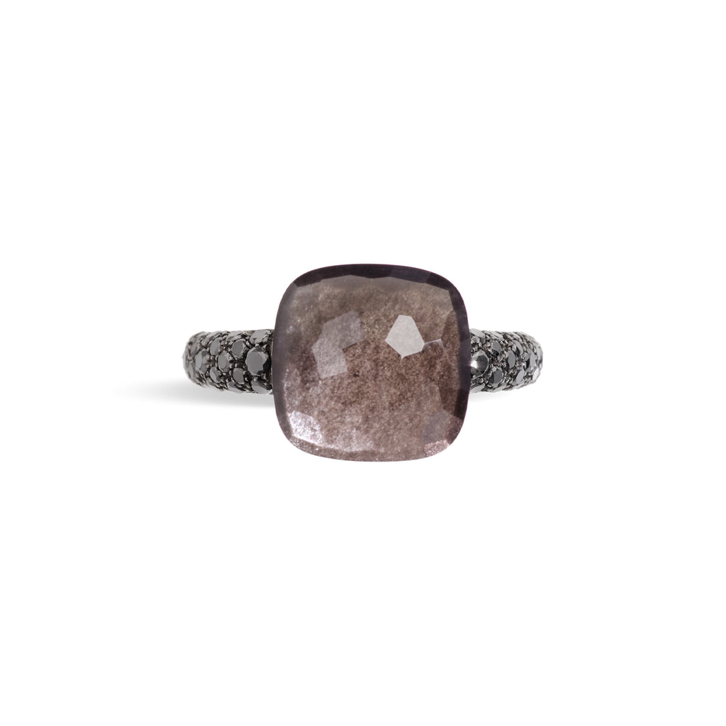 Pomellato Nudo Ring (PAB4011OT000DBKOS) aus Roségold, Titan mit Diamant und Obsidian