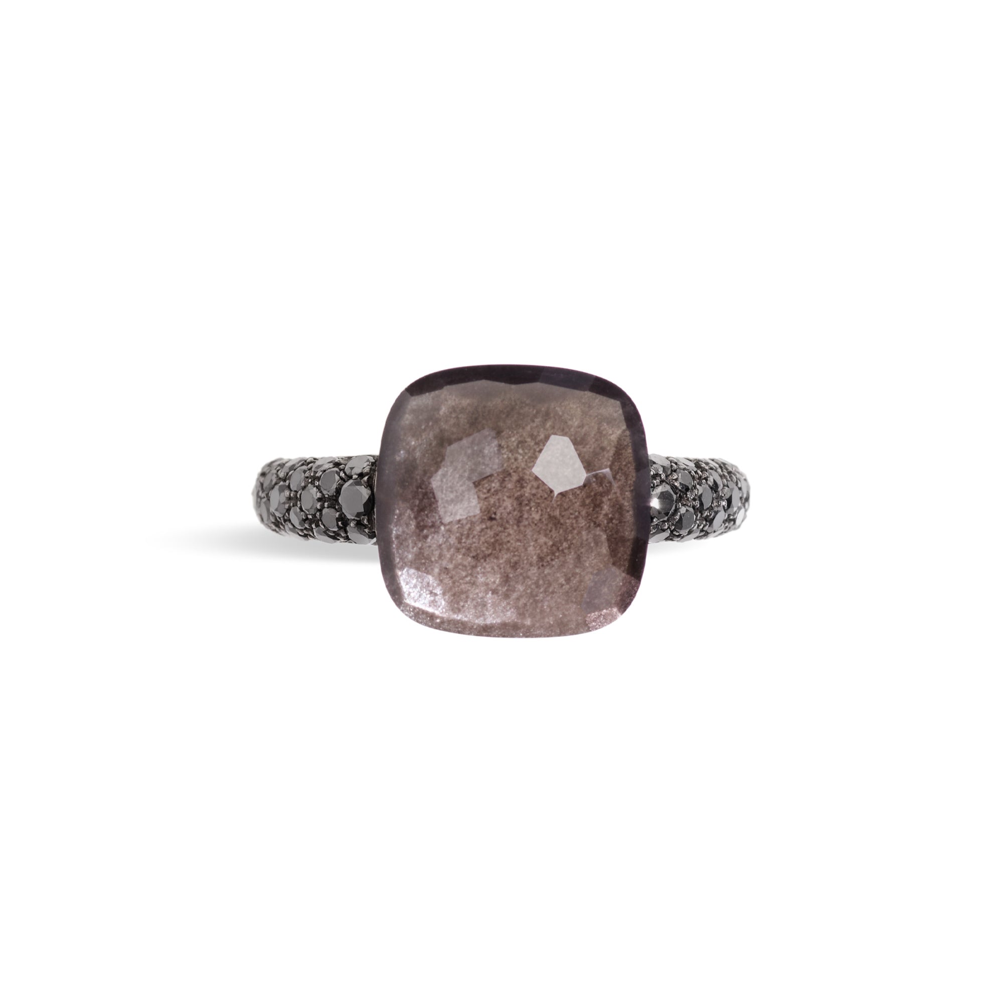 Pomellato Nudo Ring (PAB4011OT000DBKOS) aus Roségold, Titan mit Diamant und Obsidian