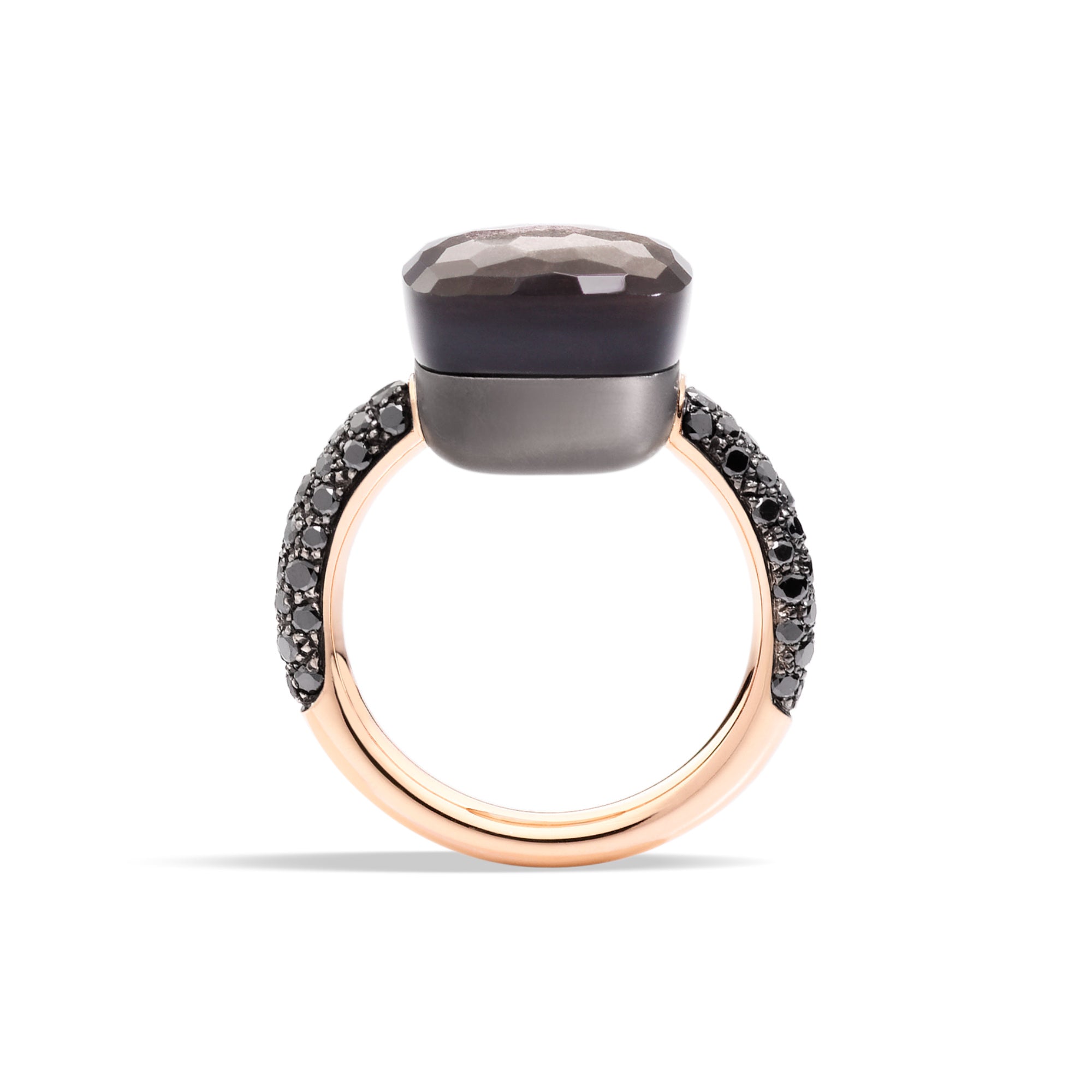 Pomellato Nudo Ring (PAB4011OT000DBKOS) aus Roségold, Titan mit Diamant und Obsidian