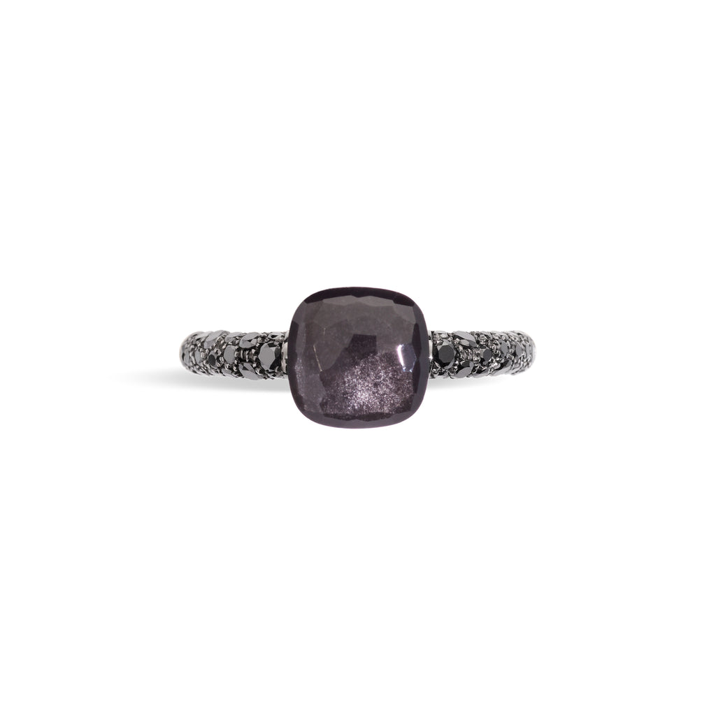 Pomellato Nudo Ring (PAB7040OT000DBKOS) aus Roségold, Titan mit Diamant und Obsidian