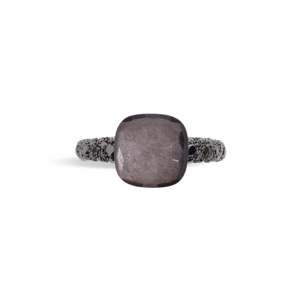 Pomellato Nudo Ring (PAB9050OT000DBKOS) aus Roségold, Titan mit Diamant und Obsidian