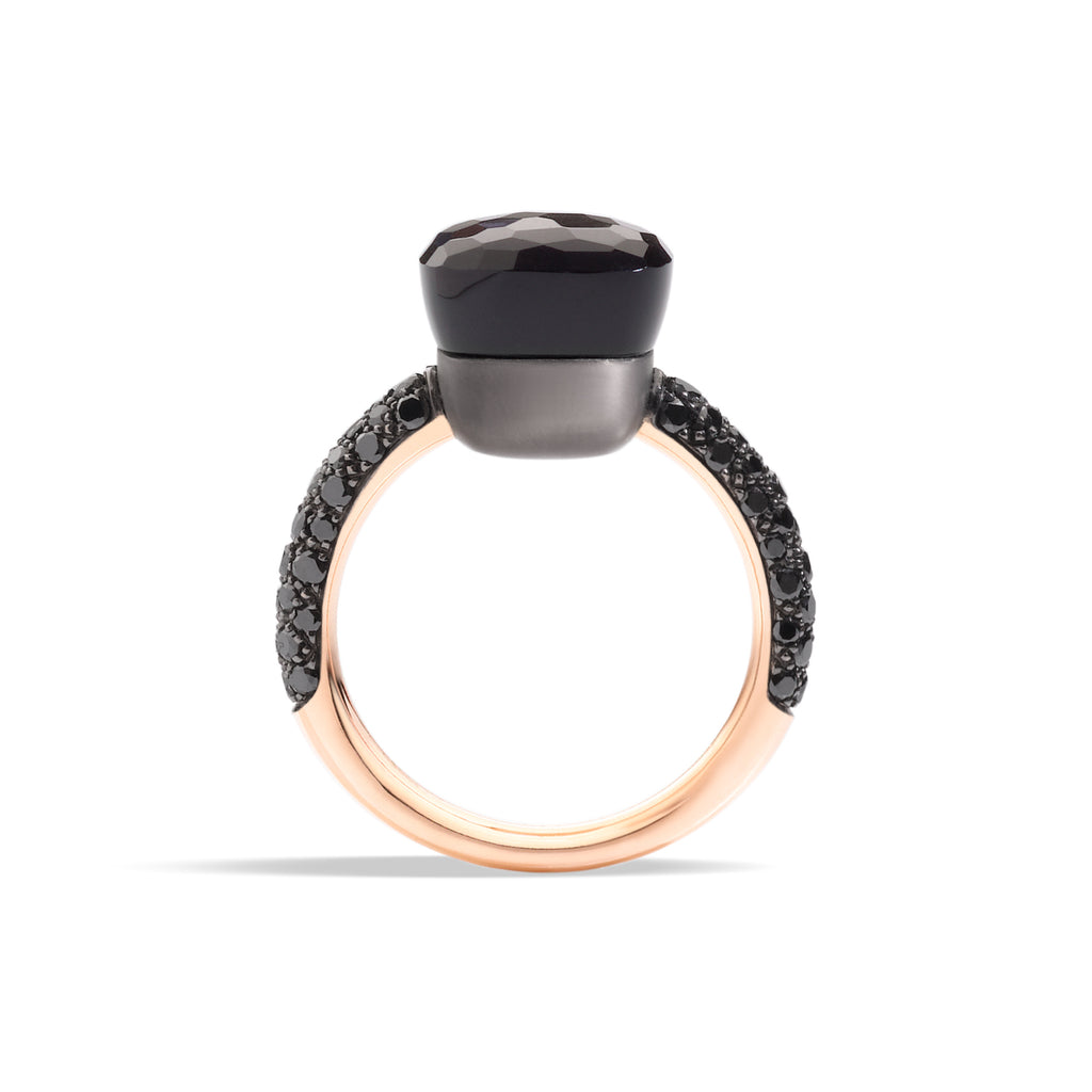 Pomellato Nudo Ring (PAB9050OT000DBKOS) aus Roségold, Titan mit Diamant und Obsidian