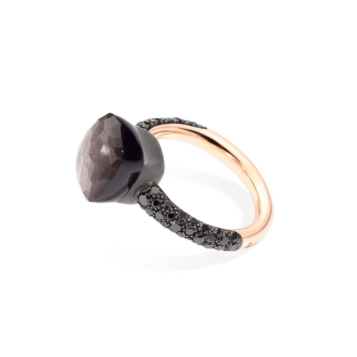 Pomellato Nudo Ring (PAB9050OT000DBKOS) aus Roségold, Titan mit Diamant und Obsidian