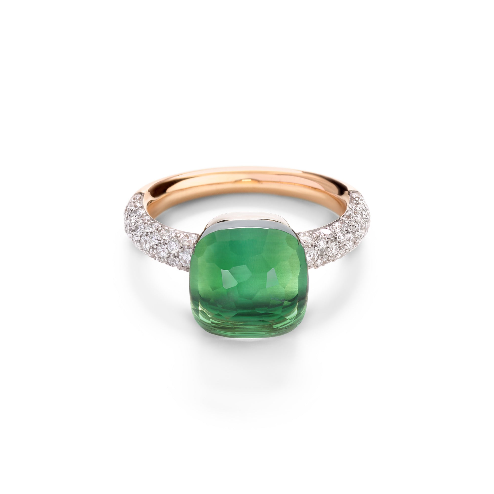 Pomellato Nudo Ring (PAC0040O6WHRBPAAV) aus Bicolor-Gold mit Achat, Diamant und Prasiolith