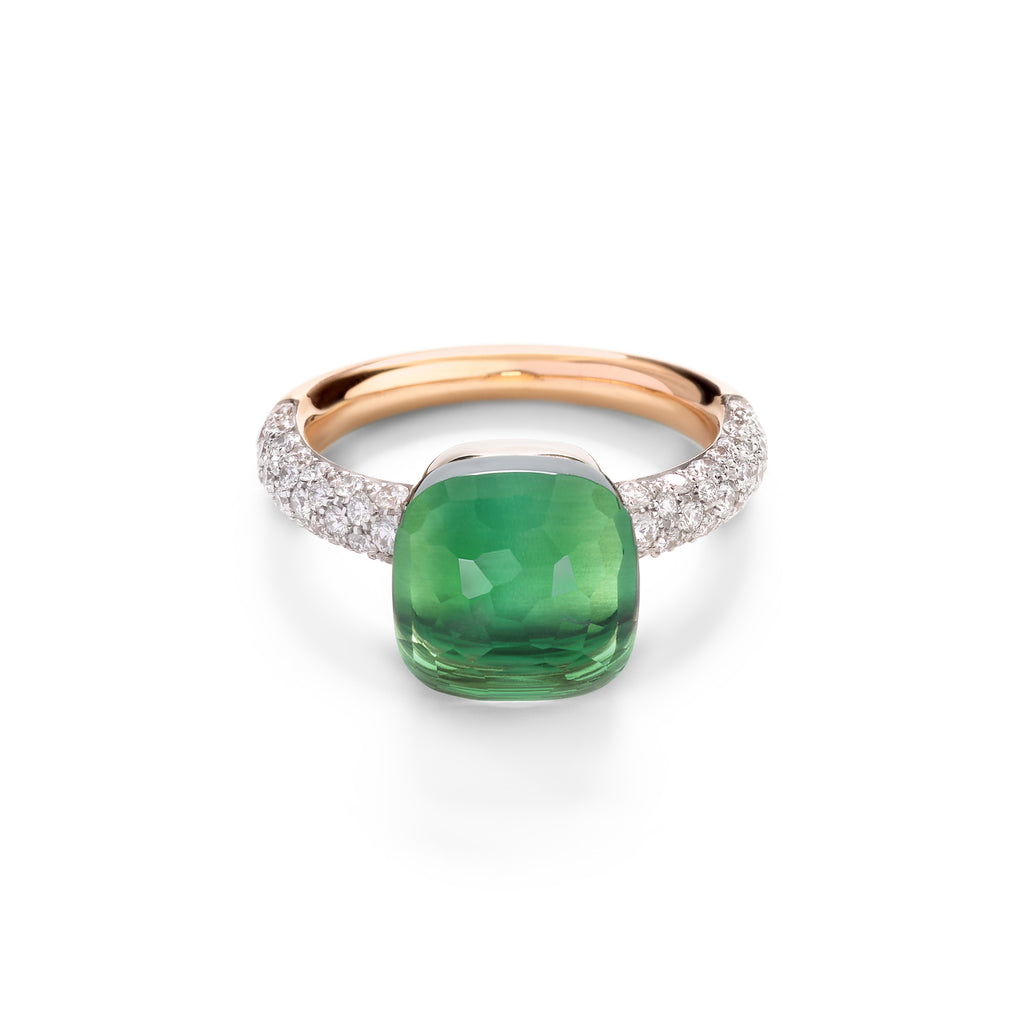 Pomellato Nudo Ring (PAC0040O6WHRBPAAV) aus Bicolor-Gold mit Achat, Diamant und Prasiolith