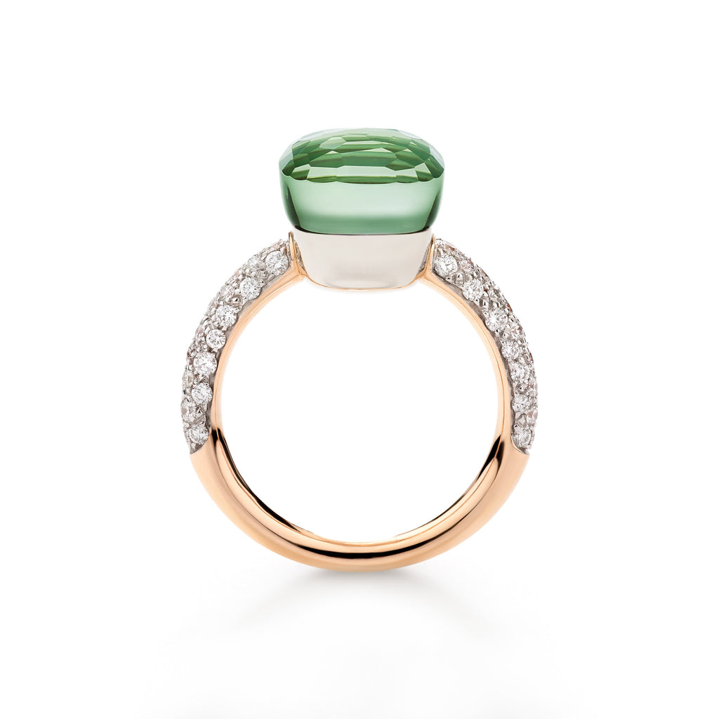Pomellato Nudo Ring (PAC0040O6WHRBPAAV) aus Bicolor-Gold mit Achat, Diamant und Prasiolith
