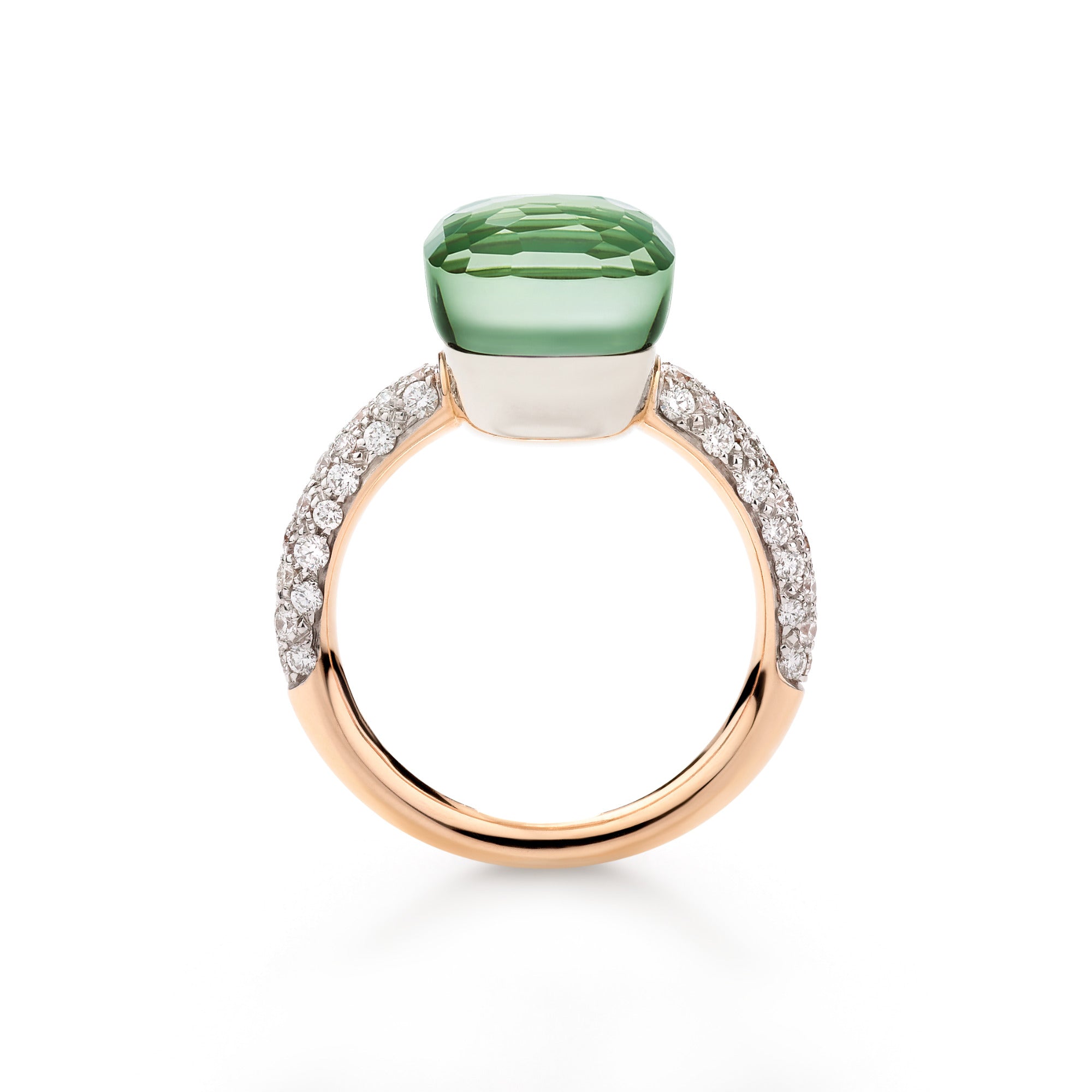 Pomellato Nudo Ring (PAC0040O6WHRBPAAV) aus Bicolor-Gold mit Achat, Diamant und Prasiolith