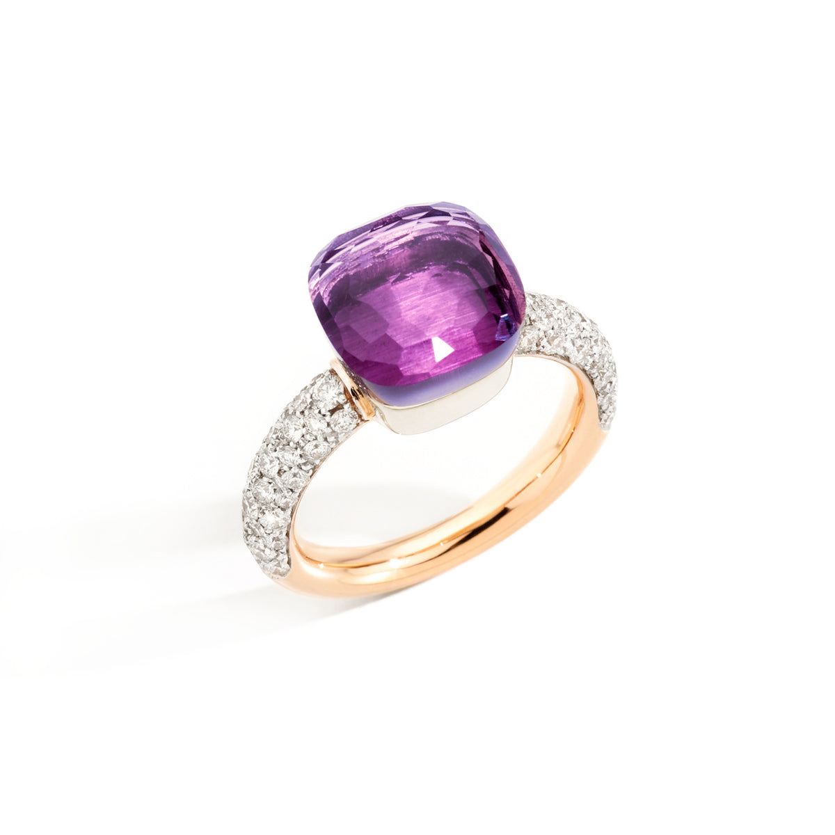 Pomellato Nudo Ring (PAC0040O6WHRDB0OI) aus Bicolor-Gold mit Amethyst und Diamant