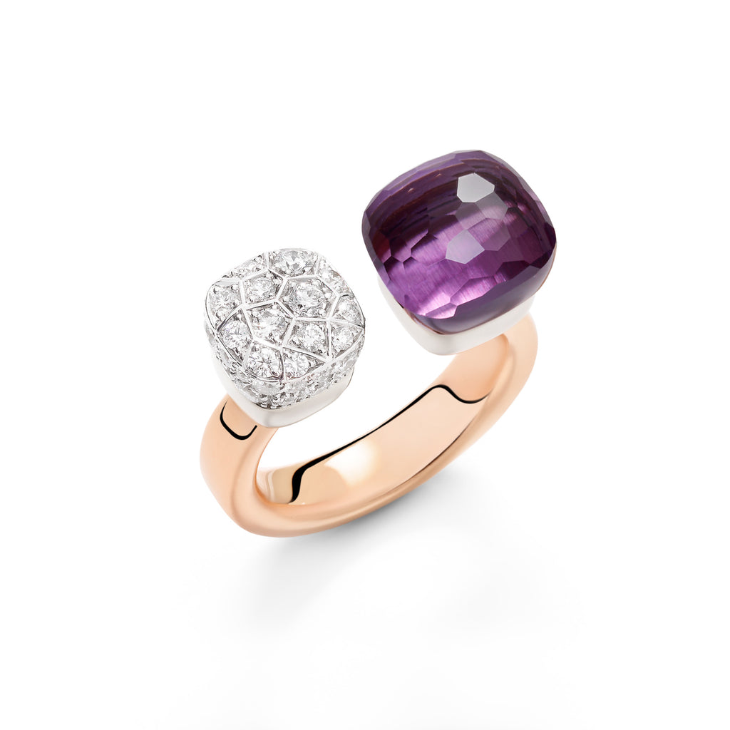 Pomellato Nudo Ring (PAC4020O6WHRDB0IY) aus Bicolor-Gold mit Amethyst und Diamant