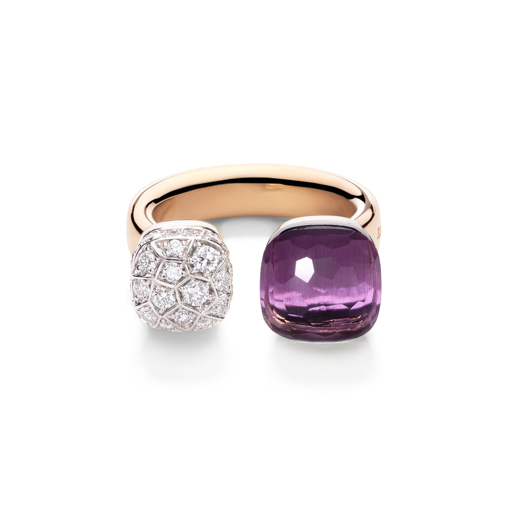 Pomellato Nudo Ring (PAC4020O6WHRDB0IY) aus Bicolor-Gold mit Amethyst und Diamant