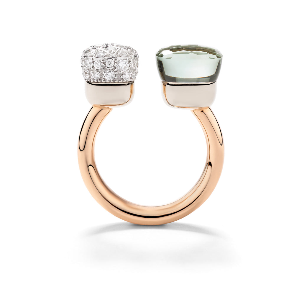 Pomellato Nudo Ring (PAC4020O6WHRDB0PA) aus Bicolor-Gold mit Diamant und Prasiolith