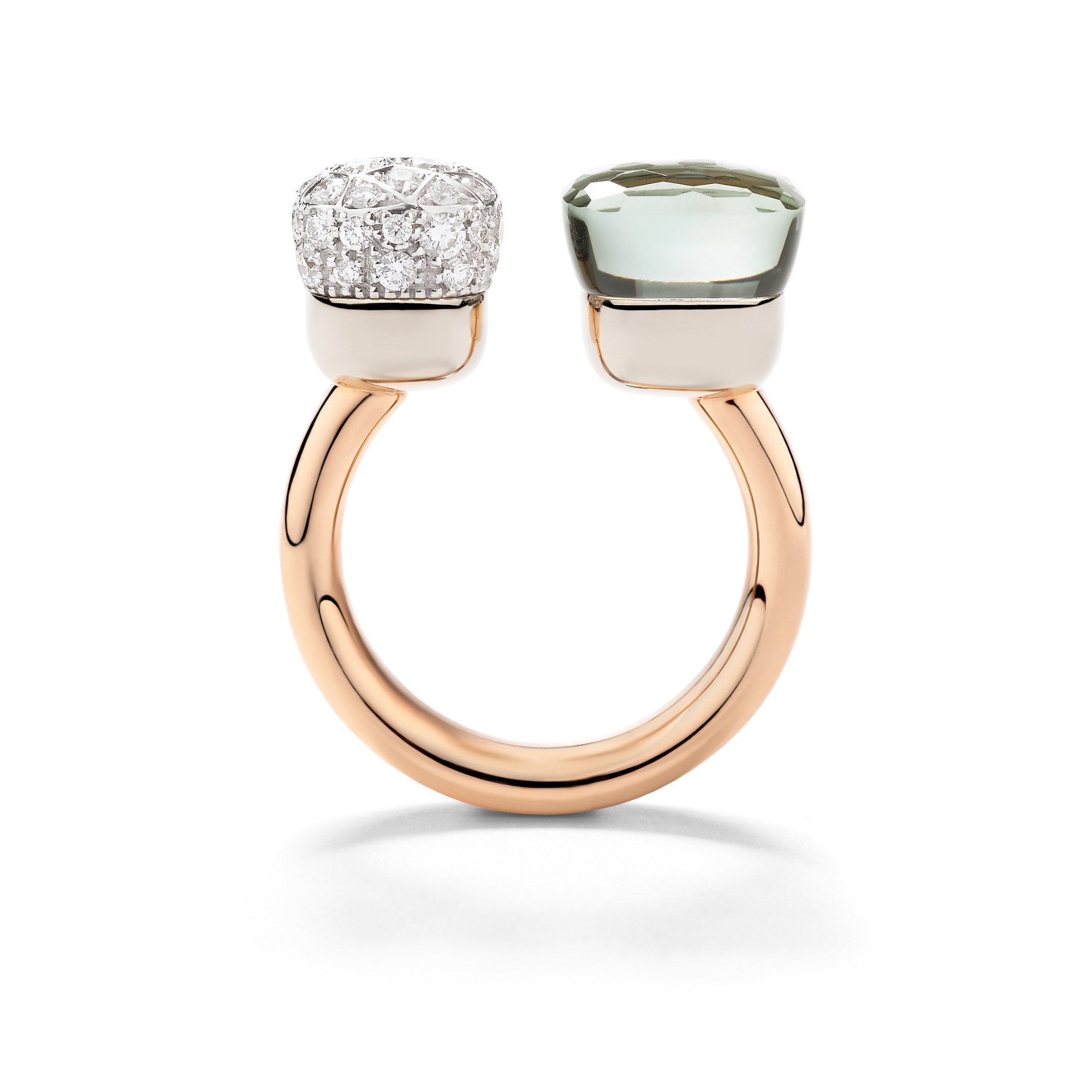 Pomellato Nudo Ring (PAC4020O6WHRDB0PA) aus Bicolor-Gold mit Diamant und Prasiolith