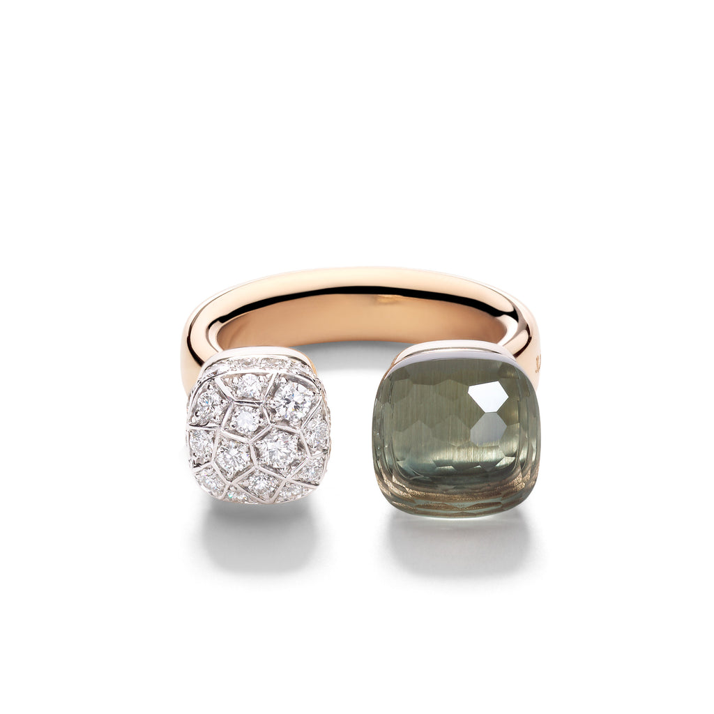 Pomellato Nudo Ring (PAC4020O6WHRDB0PA) aus Bicolor-Gold mit Diamant und Prasiolith