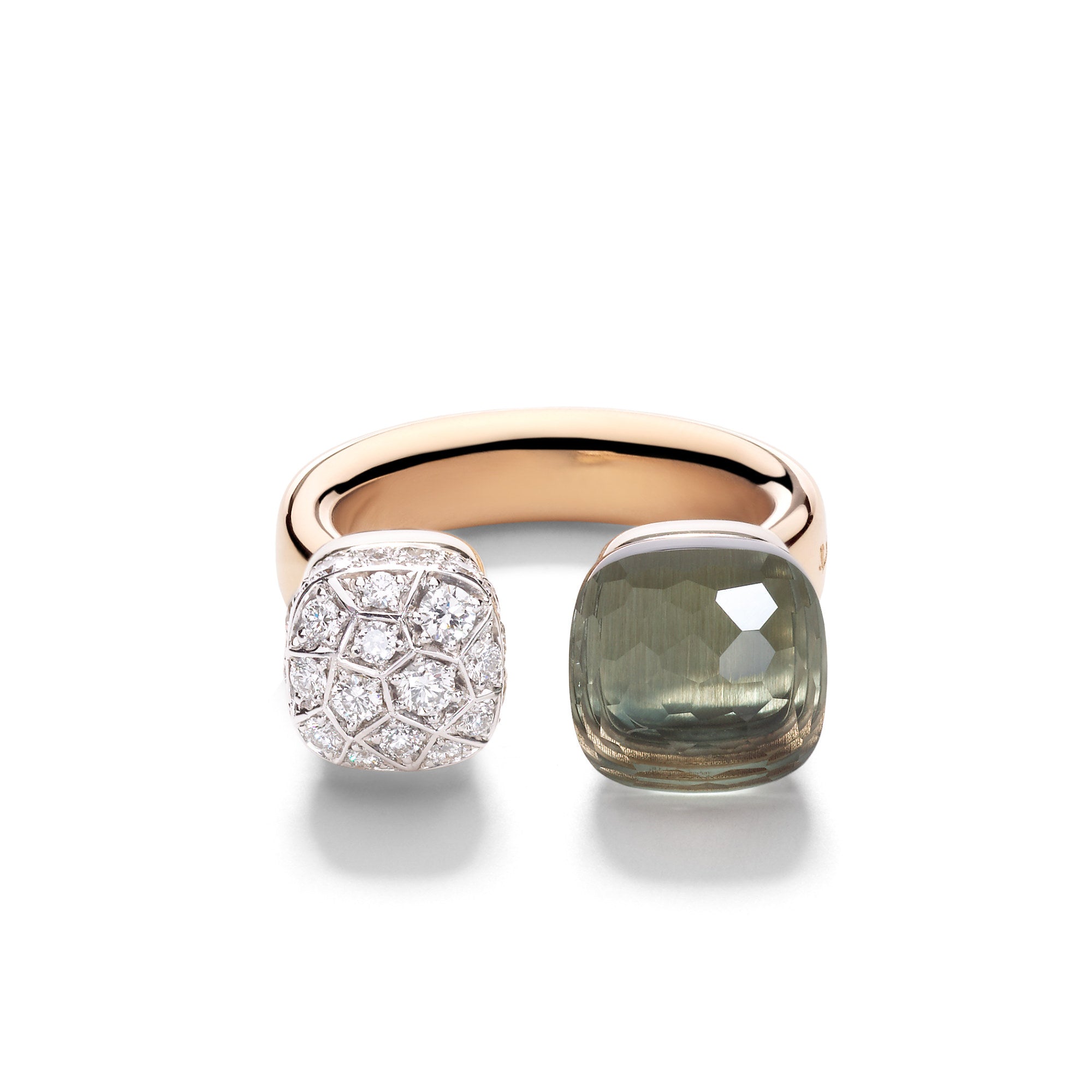 Pomellato Nudo Ring (PAC4020O6WHRDB0PA) aus Bicolor-Gold mit Diamant und Prasiolith
