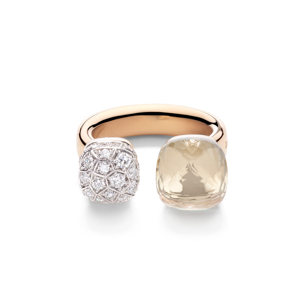 Pomellato Nudo Ring (PAC4020O6WHRDB0TB) aus Bicolor-Gold mit Diamant und Topas