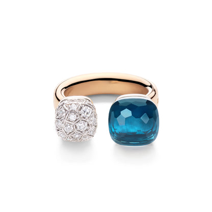 Pomellato Nudo Ring (PAC4020O6WHRDB0TL) aus Bicolor-Gold mit Diamant und Topas