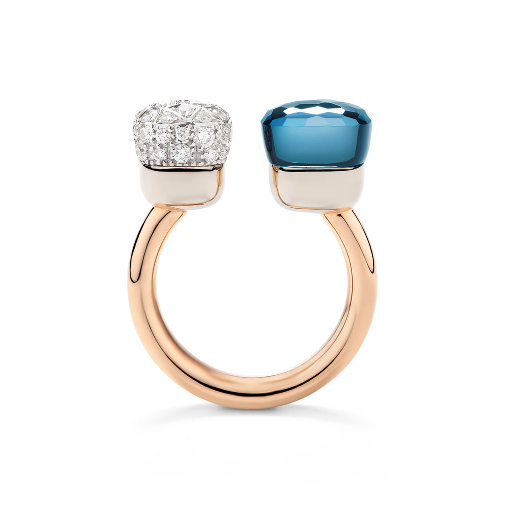 Pomellato Nudo Ring (PAC4020O6WHRDB0TL) aus Bicolor-Gold mit Diamant und Topas