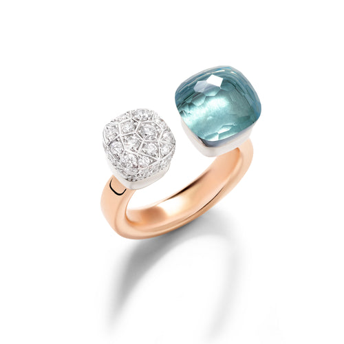 Pomellato Nudo Ring (PAC4020O6WHRDB0YY) aus Bicolor-Gold mit Diamant und Topas