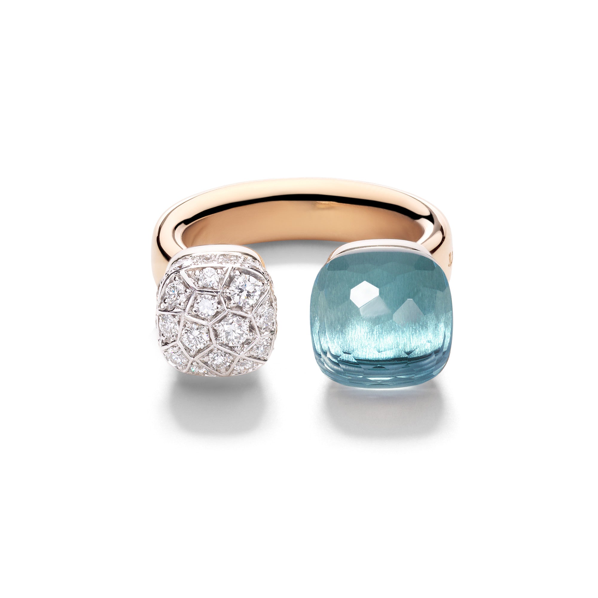 Pomellato Nudo Ring (PAC4020O6WHRDB0YY) aus Bicolor-Gold mit Diamant und Topas