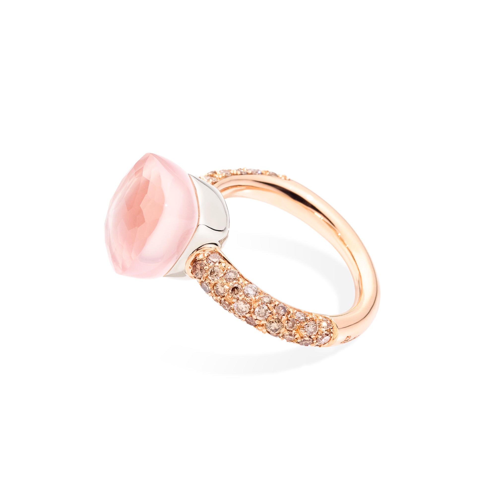 Pomellato Nudo Rosenquarz Classic Ring (PAC0040O7000BRCQR) aus Bicolor-Gold mit Diamant und Rosenquarz