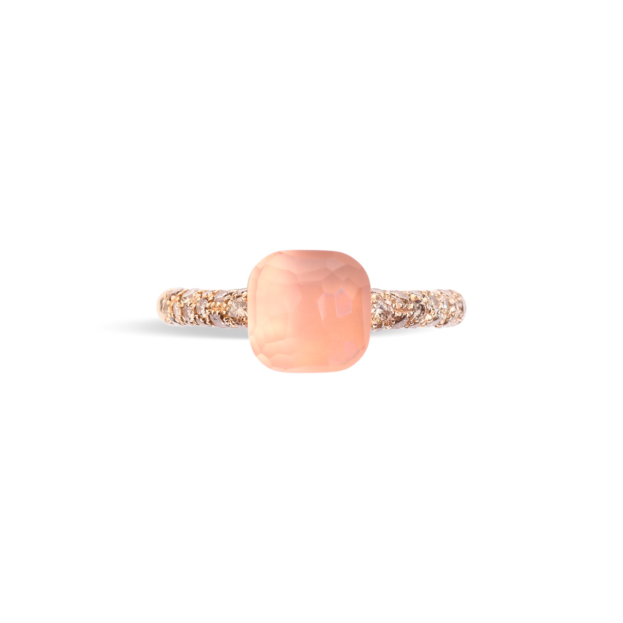 Pomellato Nudo Rosenquarz kleiner Ring (PAB7040O6000BRCQR) aus Bicolor-Gold mit Diamant und Rosenquarz