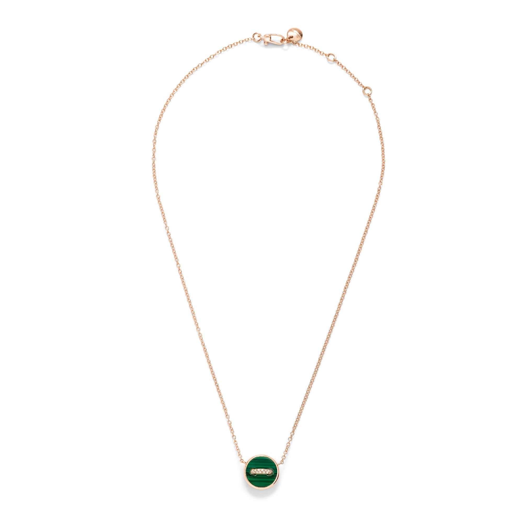 Pomellato Pom Pom Dot Halskette mit Anhänger (PCC4030O7000DB0MY) aus Roségold mit Diamant, Malachit und Perlmutt