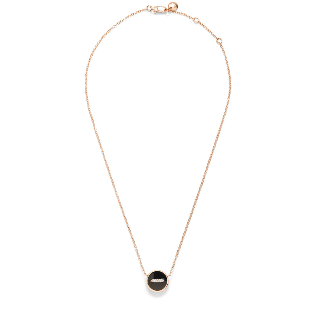 Pomellato Pom Pom Dot wendbare Halskette mit Anhänger (PCC4030O7WHRDB0ON) aus Roségold mit Diamant, Onyx und Perlmutt